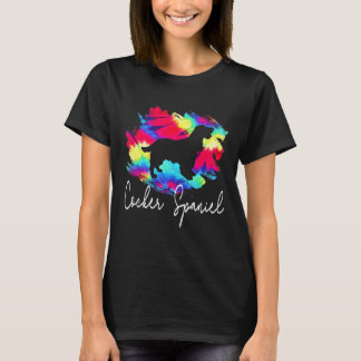 Camiseta Cocker Spaniel Tie Dye Rainbow Engraçado