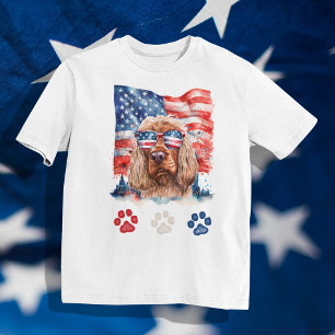 Camiseta Cocker Spaniel Vermelho Branco e Azul 4 de Julho