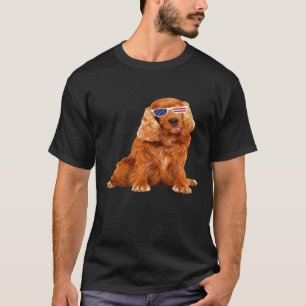 Camiseta Cocker Spaniel Vestindo Óculos De Sol 4 De Julho C