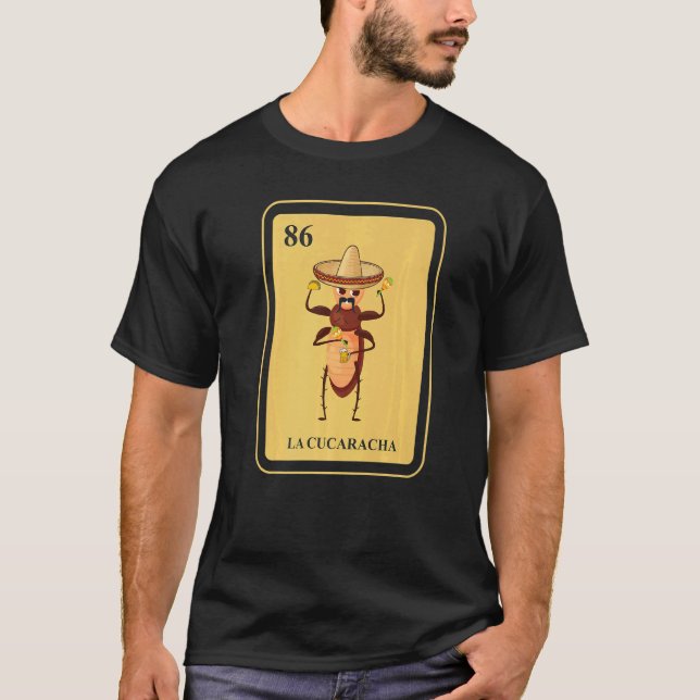 Camiseta Cockro Tradicional De Cartão De Bingo La Cucaracha (Frente)