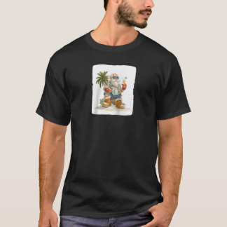 Camiseta Cocktail Papai Noel para Férias e Águas Festivas