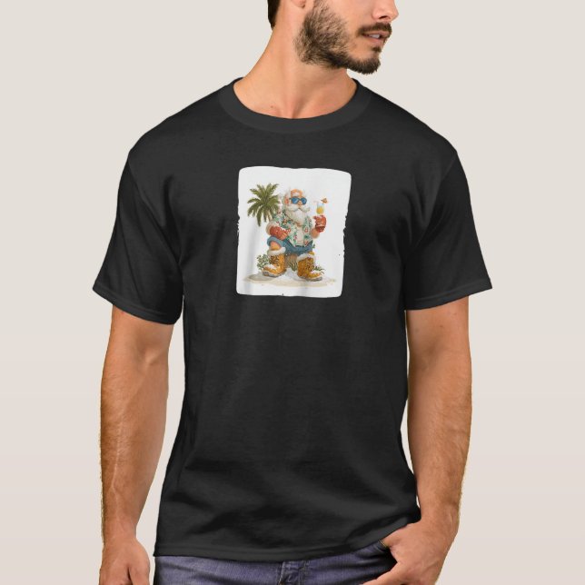 Camiseta Cocktail Papai Noel para Férias e Águas Festivas (Frente)