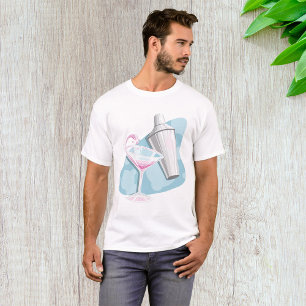 Camiseta Cocktail Pink Martini e Shaker Prateado