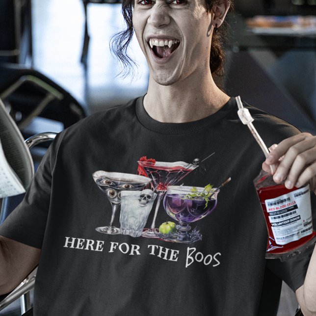 Camiseta Cocktails Halloween Aqui para os Boos (Criador carregado)