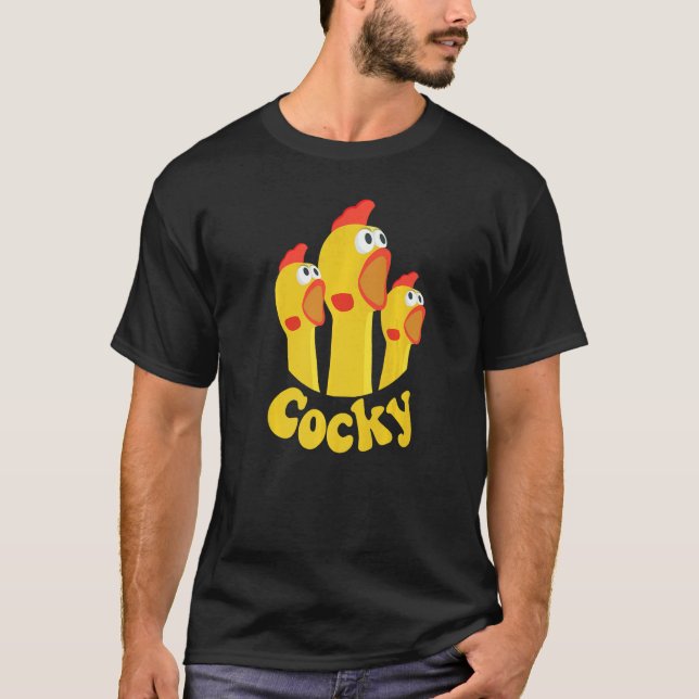 Camiseta Cocky Para Homens Galinha (Frente)