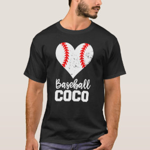 Camiseta Coco de Beisebol Coração de Beisebol Vovó Coco