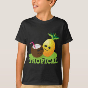 Camiseta Coco e abacaxi bonitos TROPICAIS de Kawaii