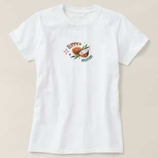 Camiseta coco minimalista estética tropical verão
