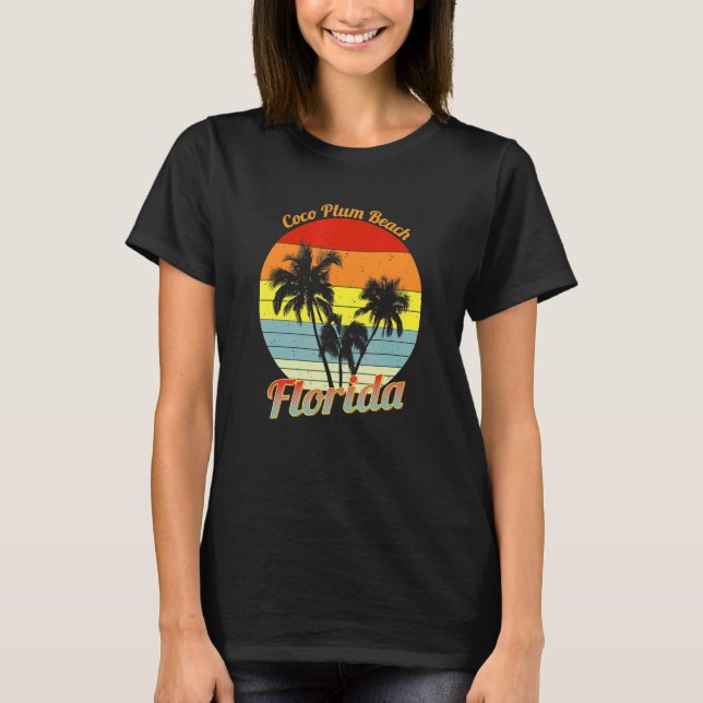Camiseta Coco Plum Beach Florida Retro Tropical Palm Trees (Frente)