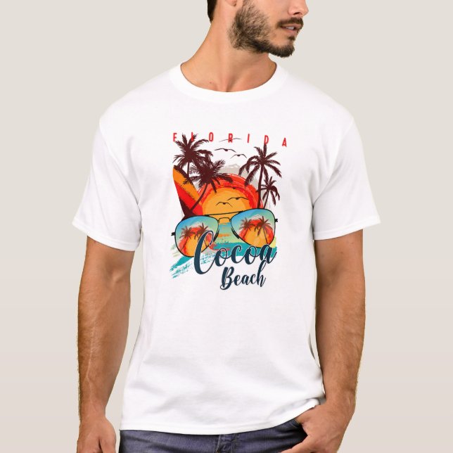 Camiseta Cocoa Beach Fl. Tripa de férias de verão - Flórida (Frente)
