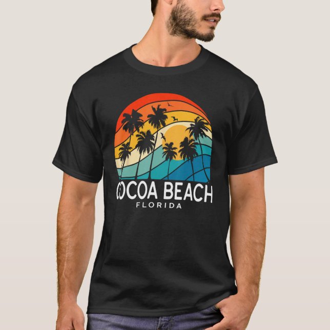 Camiseta Cocoa Beach Florida Palm Tree Tropical Beach Souve (Frente)