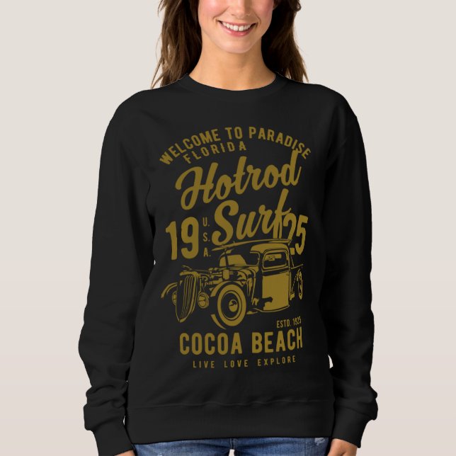 Camiseta Cocoa Beach Florida Retro Hotrod Surf  1 (Frente)