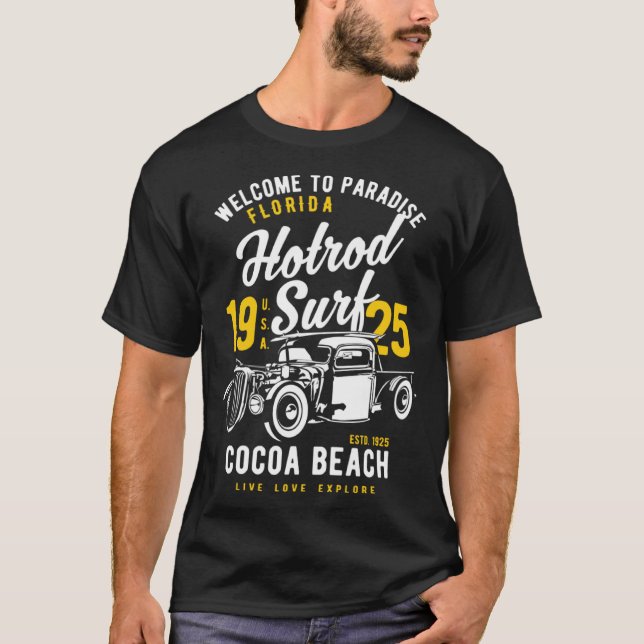 Camiseta Cocoa Beach Florida Retro Hotrod Surf  11 (Frente)