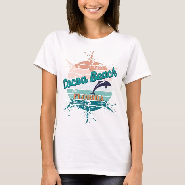 Camiseta Cocoa Beach Florida Retro Vintage Sunset (Frente)
