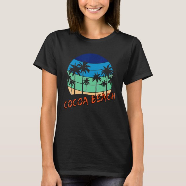 Camiseta Cocoa Beach Retro Vintage Sunset Beach Design (Frente)