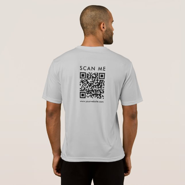 Camiseta Cód. QR da empresa digitalizável significa Impress (Parte Traseira Completa)