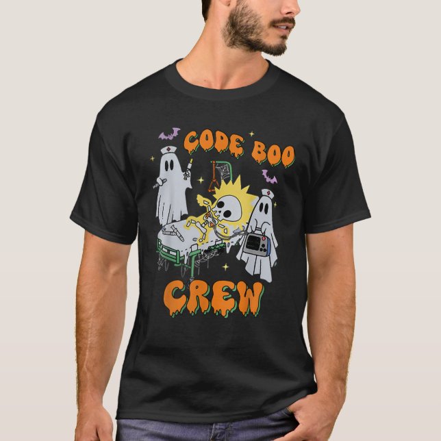 Camiseta Code Boo Crew Funny Ghost Nurse Halloween Ghost ER (Frente)