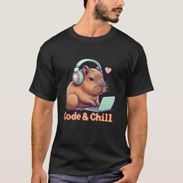 Camiseta Code Chill Cute Capybara Coding Geek Girl Capybara (Frente)