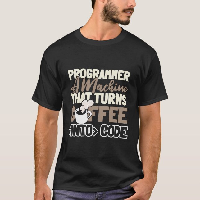 Camiseta Coder Caffeine - Programador Prog de Café (Frente)