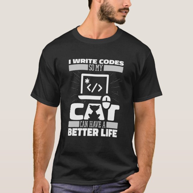 Camiseta Coder Cat Software Developer Coding Pro (Frente)