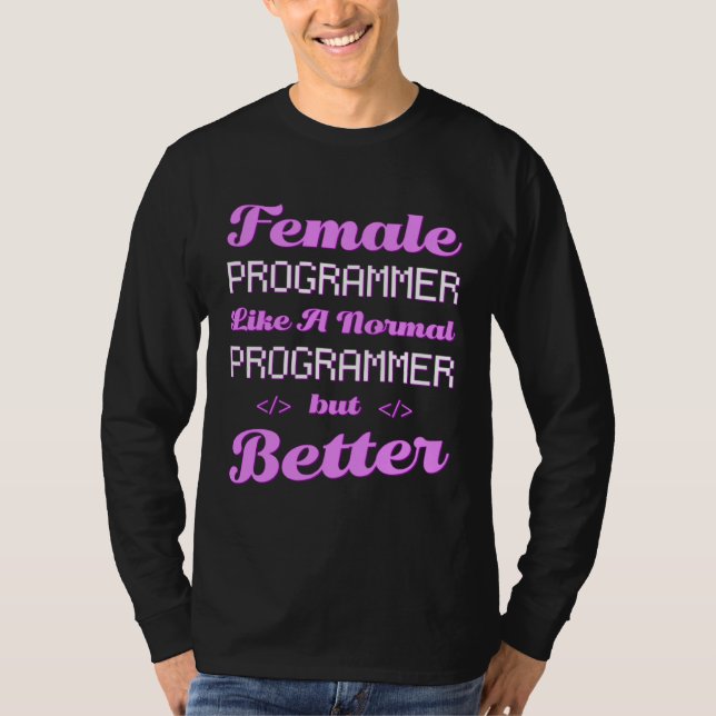 Camiseta Coder Female Developer Coding Software Engineer Pr (Frente)