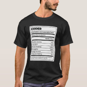 Camiseta Coder Nutritional Facts Coder Programer Computador