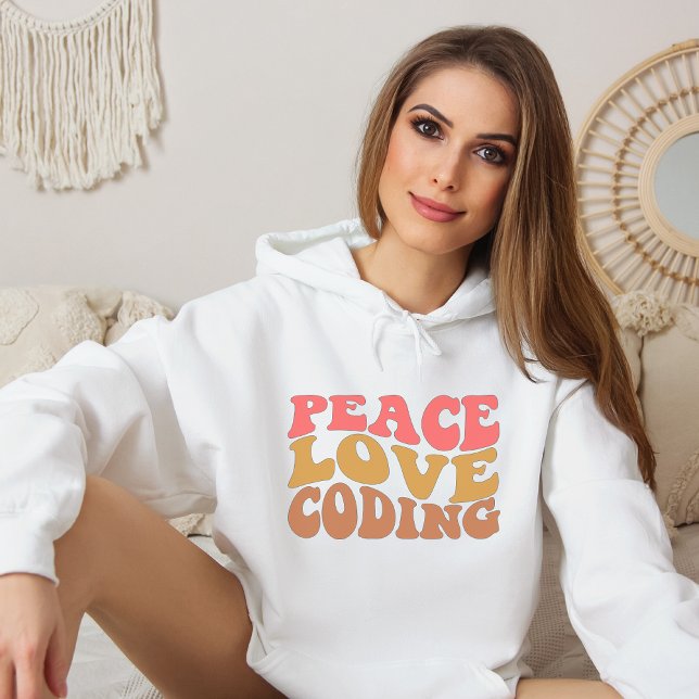 Camiseta Codificação de Amor de Paz Retroativa (Criador carregado)