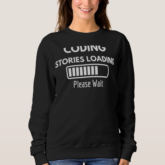 Camiseta Codificação de histórias Carregando Aguarde (Frente)