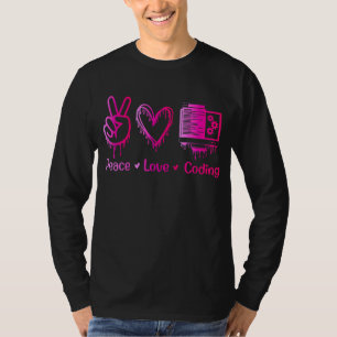 Camiseta Codificação do Amor pela Paz! Programador feminino