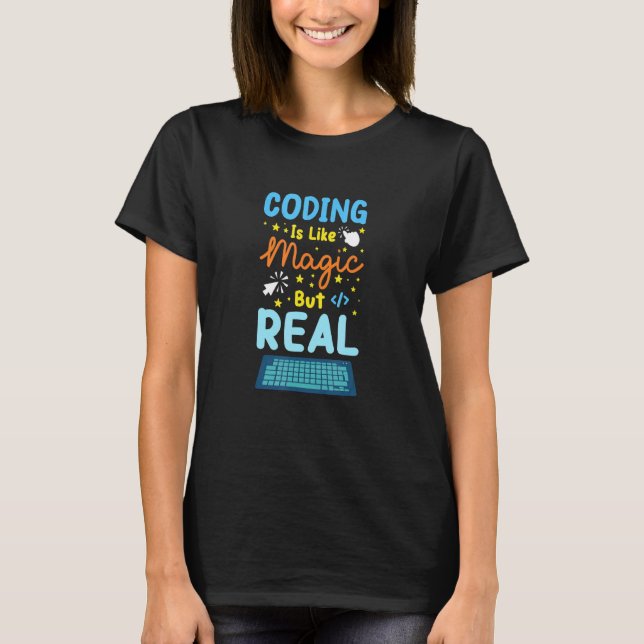 Camiseta Codificação É Como Programador Magic Coder Gee Com (Frente)