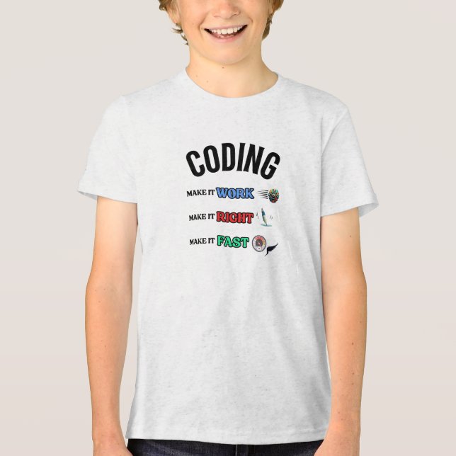 Camiseta Codificação Faça com que funcione corretamente faç (Frente)