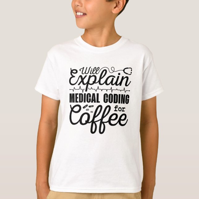 Camiseta Codificação médica Codificação do café ICD (Frente)
