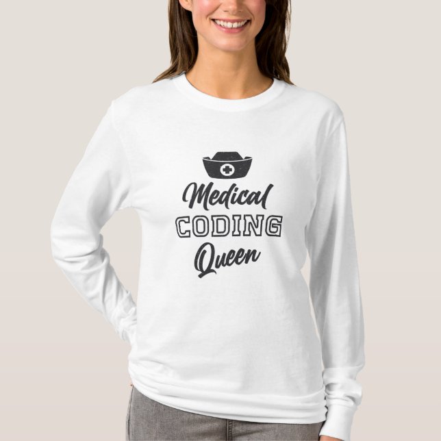 Camiseta Codificador Médico Queen Coding ICD Programmer Gif (Frente)