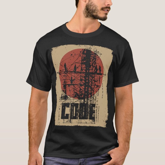 Camiseta Código Binário Industrial Tech Brutalist Design (Frente)