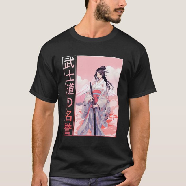 Camiseta Código Bushido Anime Samurai Girl Japonesa Guerrei (Frente)