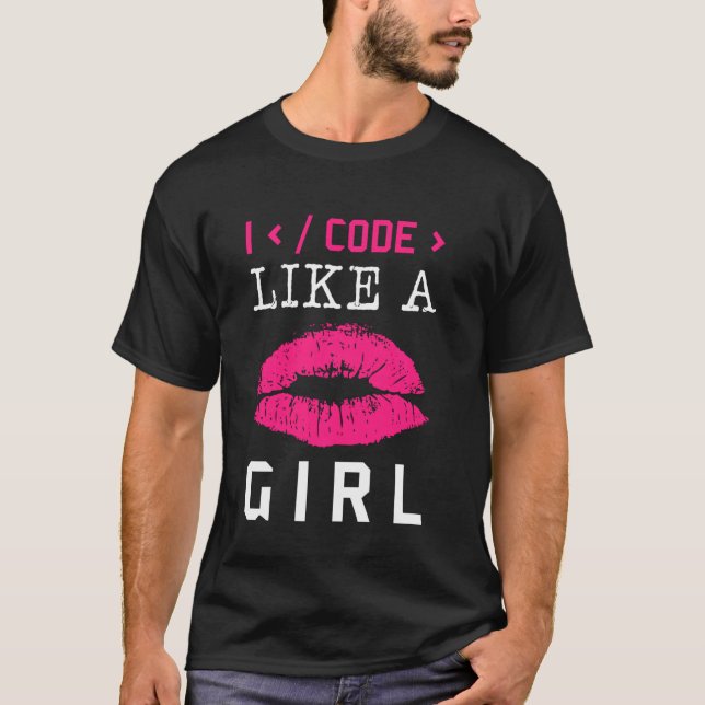 Camiseta Código Como Um Lábios Rapariga Software De Program (Frente)