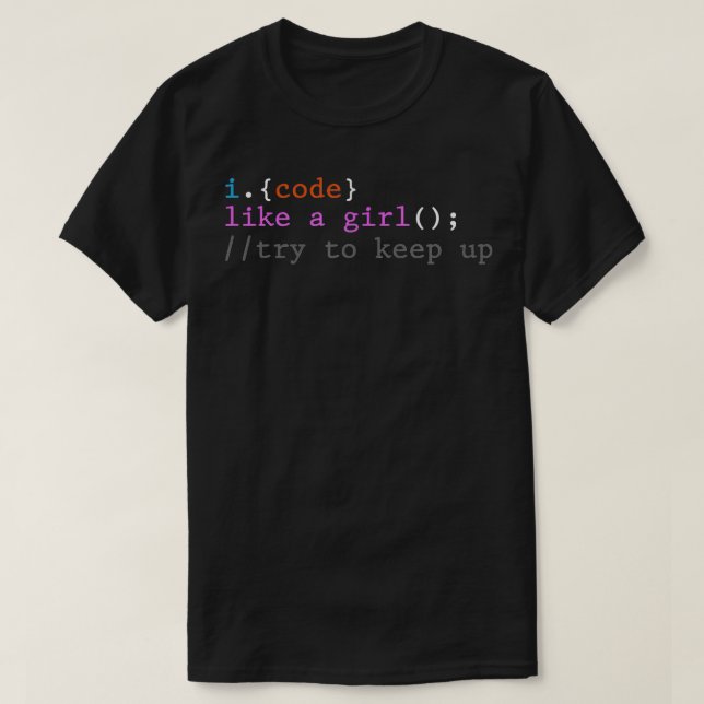 Camiseta Codigo como uma garota, programadora engraçada, qu (Frente do Design)