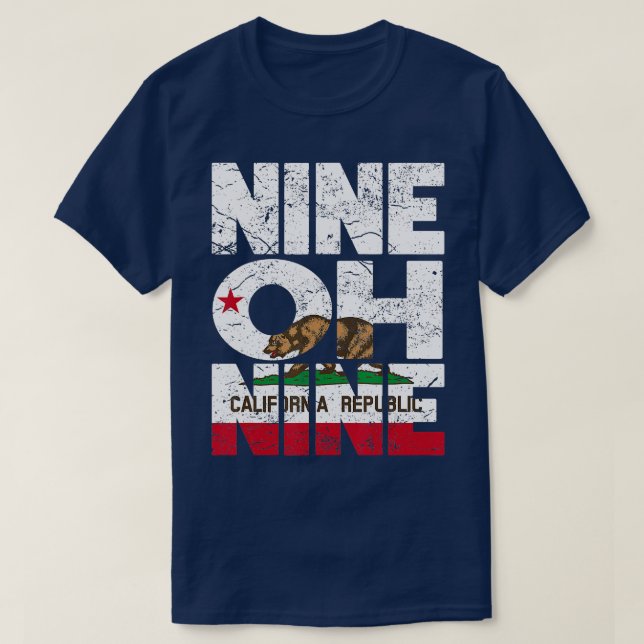 Camiseta Código de área de bandeira da República da Califór (Frente do Design)