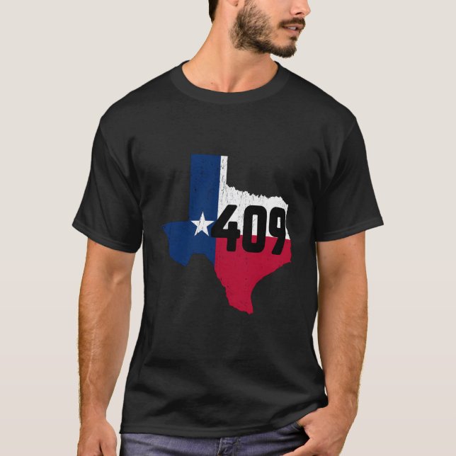 Camiseta Código de área de Galveston 409 Número de telefone (Frente)