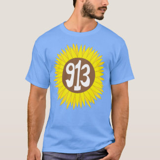 Camiseta Código de área do Kansas Sunflower 913 desenhado à
