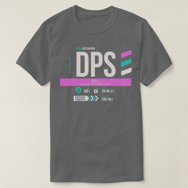 Camiseta Código de Bagagem de Código de Aeroporto de Bali D (Frente do Design)