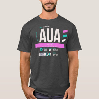 Camiseta Código de Bagagem do Aeroporto de Aruba AUA Tag 1