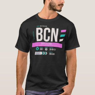 Camiseta Código de Bagagem do Aeroporto de Barcelona