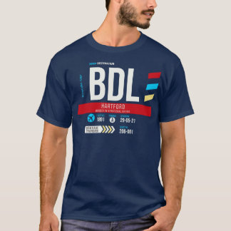 Camiseta Código de Bagagem do Aeroporto de Hartford BDL 1