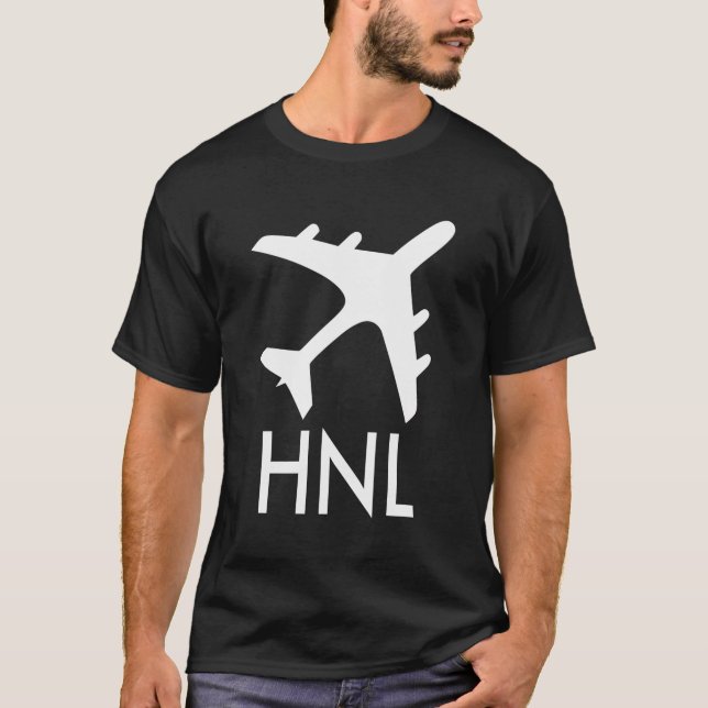 Camiseta Código De Bagagem Do Aeroporto Hnl Marca Honolulu  (Frente)