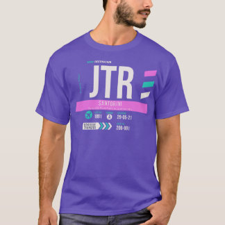 Camiseta Código de Bagagem do Aeroporto JTR Santorini 1