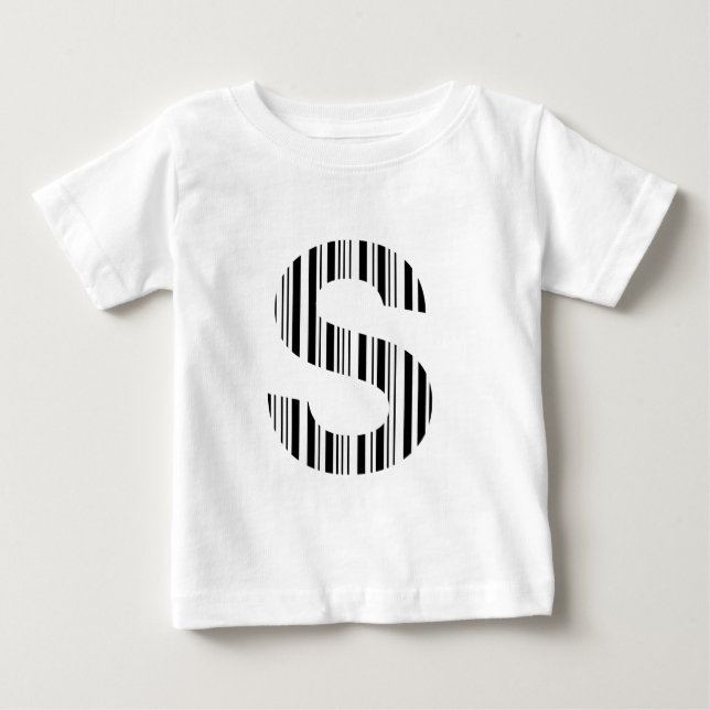 Camiseta CÓDIGO DE BARRAS DA LETRA S Primeiro padrão de cód (Frente)