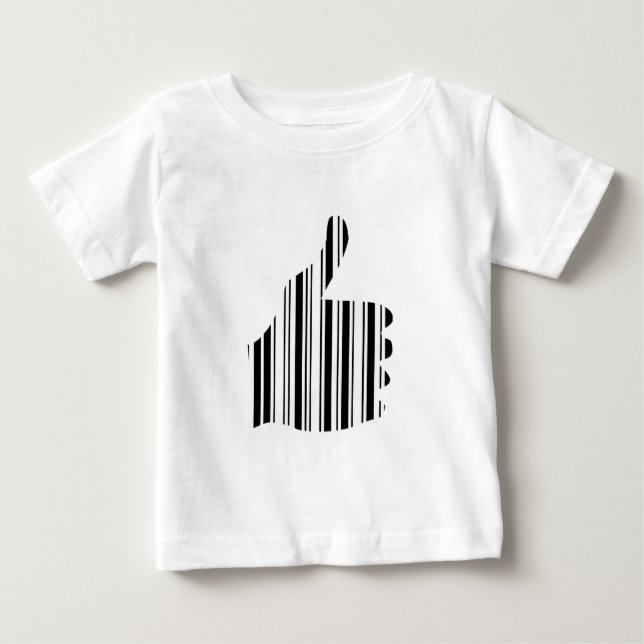 Camiseta CÓDIGO DE BARRAS DE DEDO PARA CIMA Padrão de gesto (Frente)