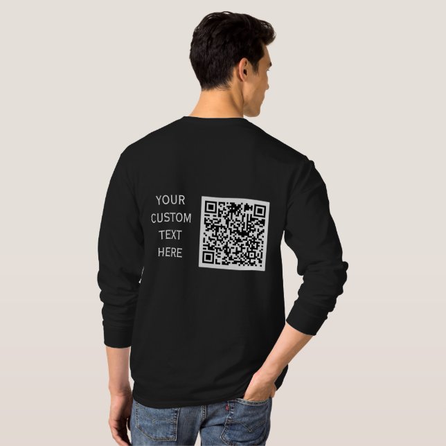 Camiseta Código de barras de texto personalizado para negóc (Parte Traseira Completa)