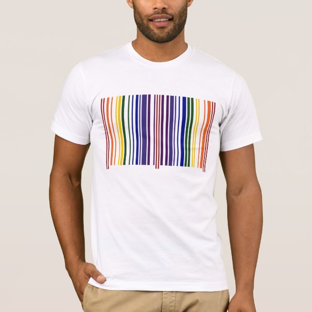 Camiseta Código de Barras do Arco-Íris Duplo (Frente)